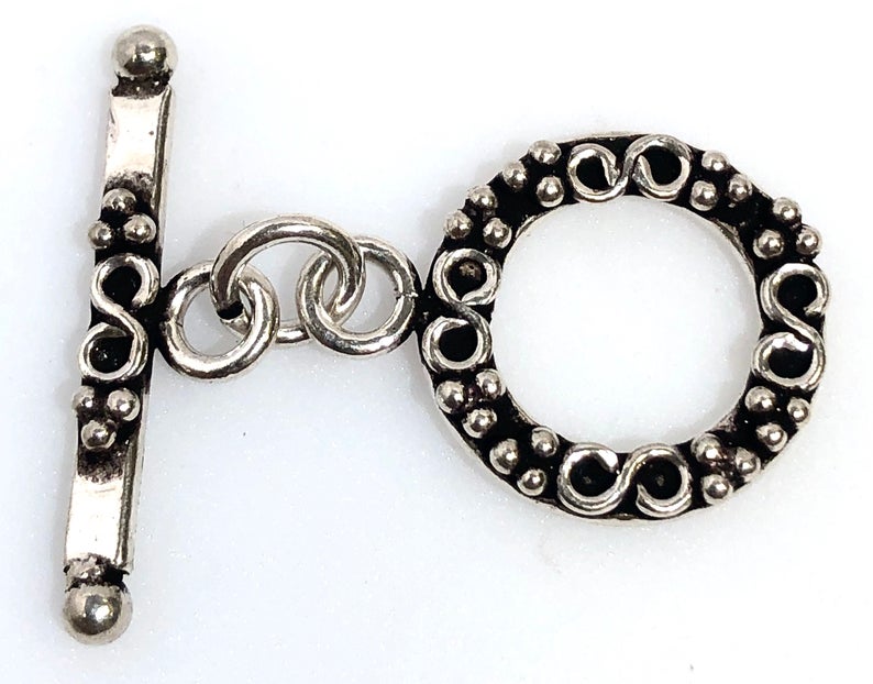 92.5 Sterling Silver Toggle Clasp, Solid Sterling Silver 20 mm Toggle Clasp  Connector