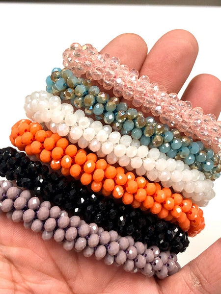 Natural Crystal Bracelet, Crystal Beads Rope Bracelets 6 Pcs Lot