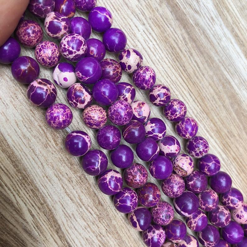 Natural Purple Imperial Jasper Beads, Jasper 8 mm Round Shape