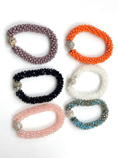 Natural Crystal Bracelet, Crystal Beads Rope Bracelets 6 Pcs Lot