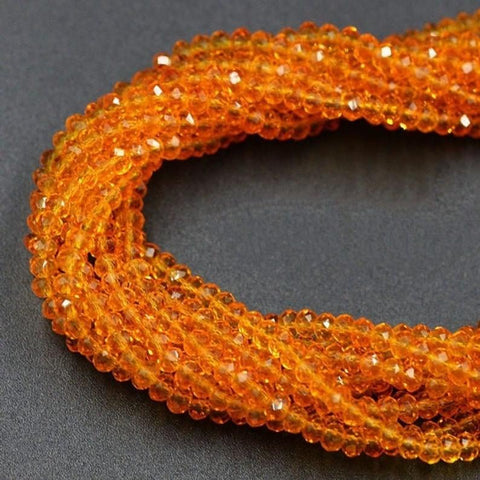 Crystal Beads,  Orange Crystal Rondelle 6 mm 6 Strands Beads