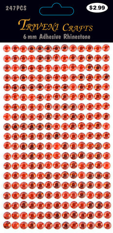 Rhinestone Dot Stickers - 6mm - Red