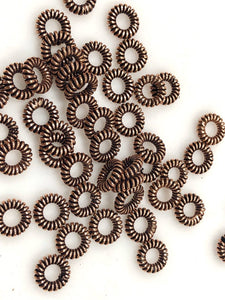 Solid Copper Bali Style Spacer Beads, Copper Rondelle Beads 50 Pcs
