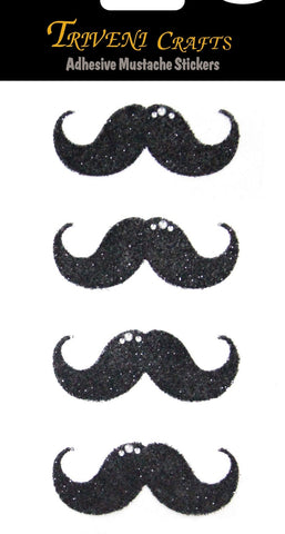 Rhinestone Stickers, Adhesive Mustache Shape Rhinestone Stickers