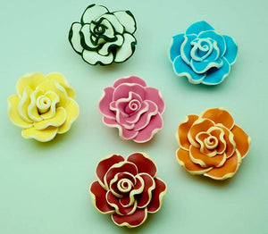 Mix Polymer Fimo Clay Beads, Rose Flower Spacer Beads, 30 mm Polymer Beads 20 Pcs