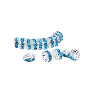 Bright Silver Plated 4 mm Teal Crystal Rondelle Spacer Beads 200 Pcs
