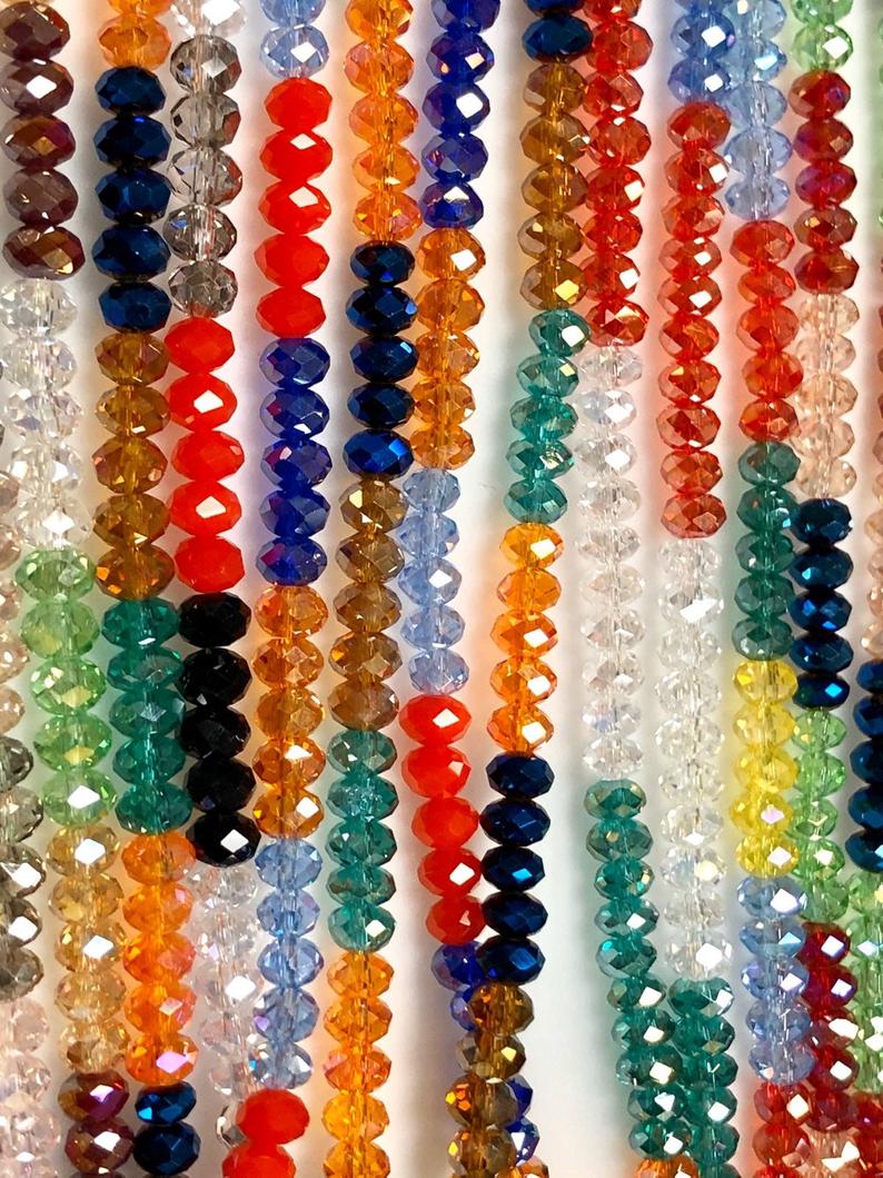 Fire Polish Crystal Beads, Multi Color Crystal Beads, Crystal 4mm 21 strands Lot