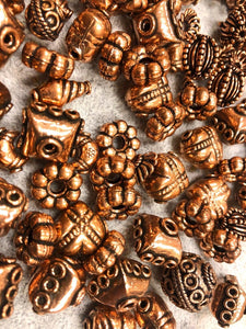 Handmade Solid Copper Bali Style Large Spacer Beads, Spacer Beads Lot 1.2 Lbs