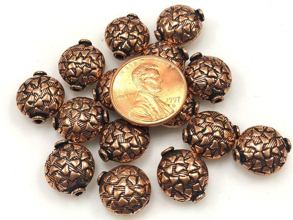 Handmade Solid Copper Bali Style Spacer Beads, Copper Beads 25 Pcs