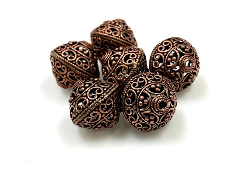Solid Copper Beads, Copper Handmade Antique Look Beads 16mm 6 Pcs Set