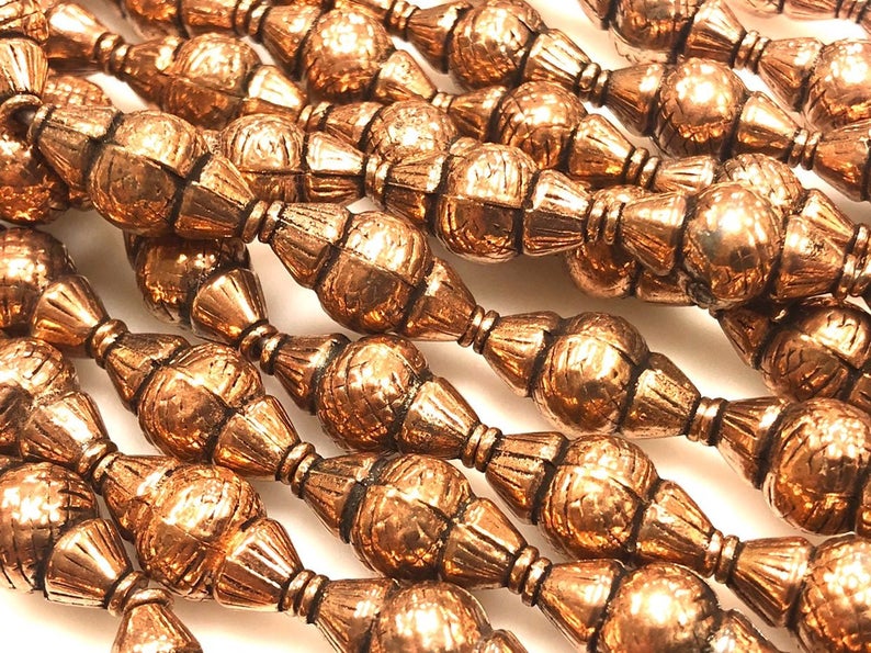 Solid Copper Bali Style Spacer Beads, Handmade Copper Beads 25 pcs