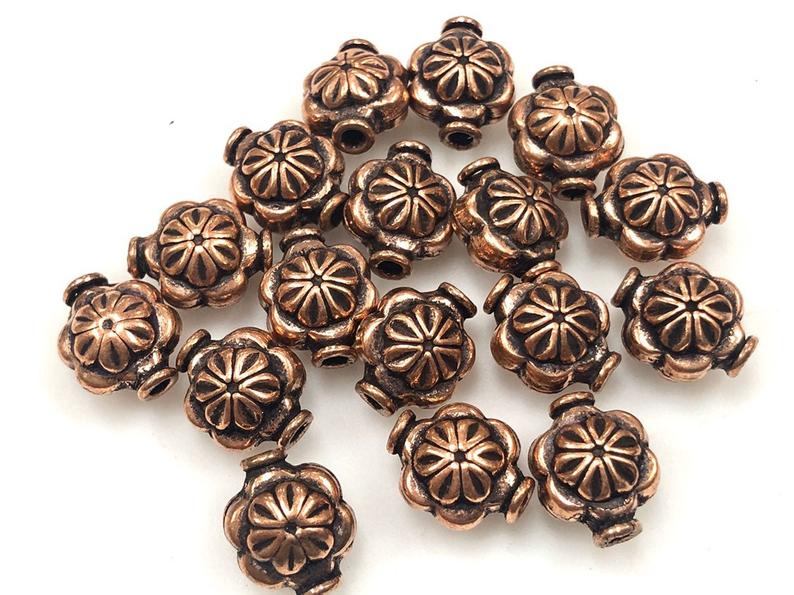 Solid Copper Bali Style Spacer Beads, Copper Beads 25 Pcs