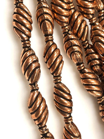 Solid Copper Bali Style Spacer Beads, Handmade Copper Beads 25 Pcs 16x8mm