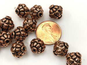 Solid Copper Bali Style Spacer Beads, Handmade Copper Beads 25 Pcs