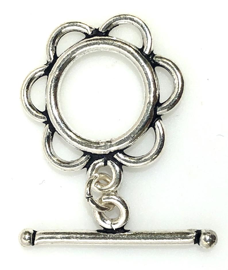 92.5 Sterling Silver Toggle Clasp, Solid Sterling Silver 18 mm Toggle Clasp Connector