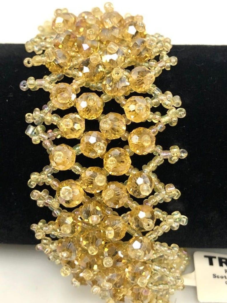Crystal and Seed Beads Bracelet, Crystal 7.5 Inch long Bracelet