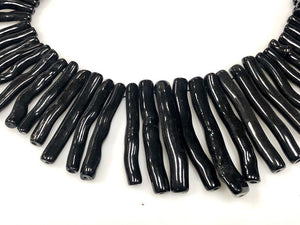 Natural Black Coral Branch Beads, Long Graduated Coral Beads 60x30mm