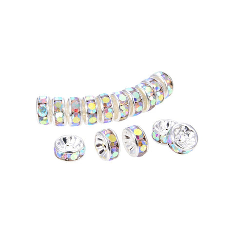 Bright Silver Plated 4 mm Irrisdent Color Crystal Rondelle Spacer Beads 200 Pcs