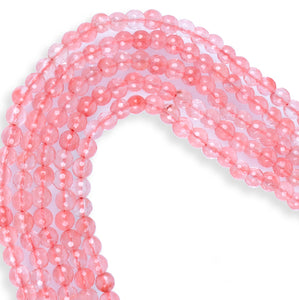 Cherry Quartz Faceted Round 6x6 mm Gemstone Loose Beads for Jewelry Making