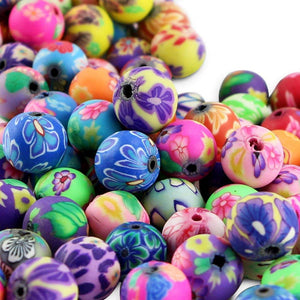 Fimo Polymer Clay Beads, Round Shape Colorfull Beads, Multi-Size Spacer Fimo Polymer Beads 120 Pcs
