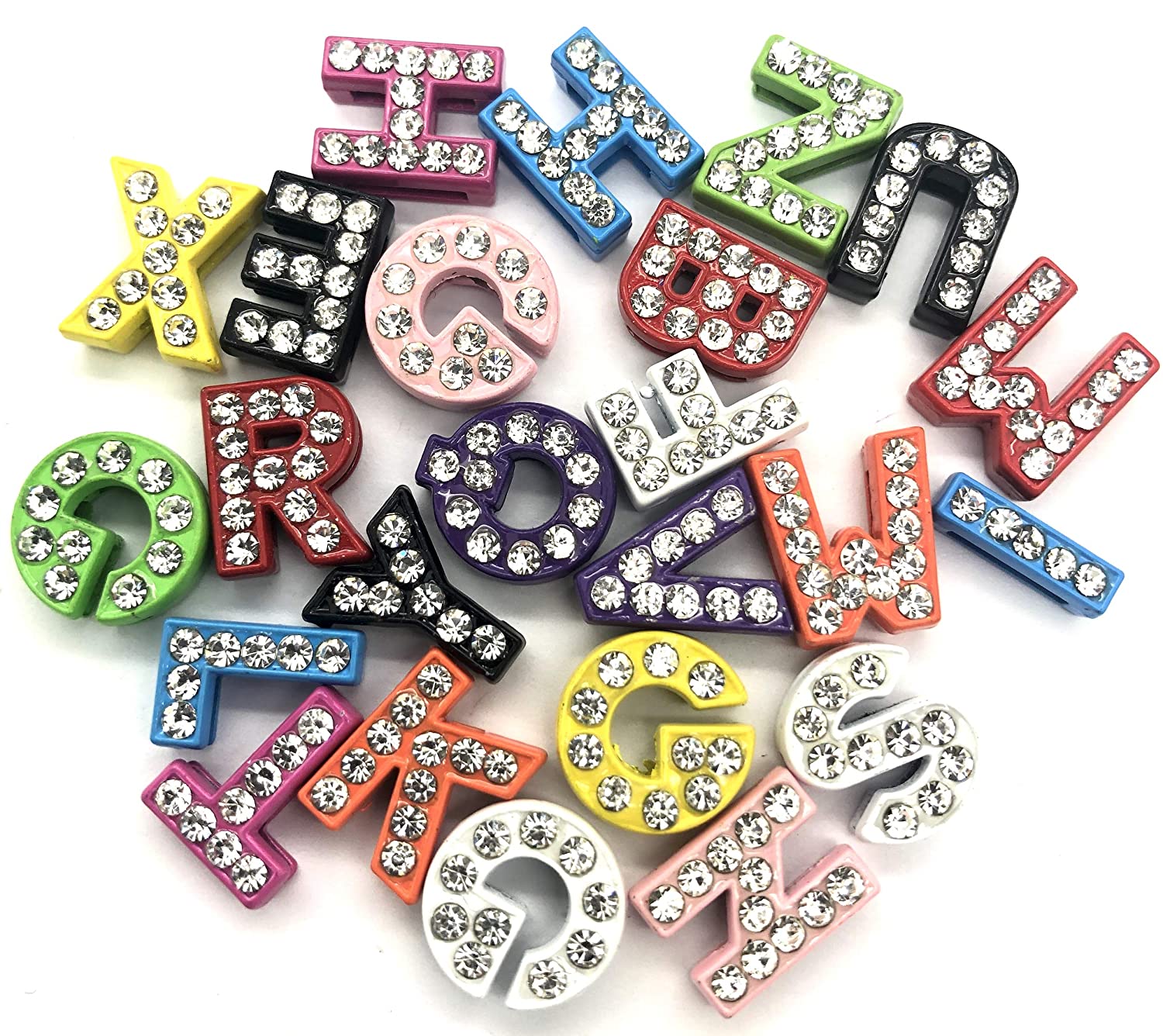 A-Z Rhinestones Letters, Multi-Color 8 mm Rhinestone Alphabet Letters Charms
