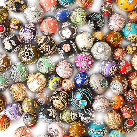 100 Piece Unique Clay Beads, Multi-Color Boho Style Beads,Unique Clay Boho Beads