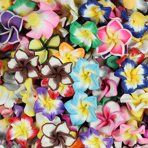 Mix Polymer Fimo Clay Beads, 5 Leaves Flower Shape Spacer Beads, 15 mm Polymer Beads