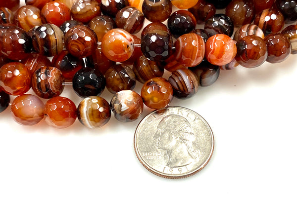 Natural Indian Agate Beads / Faceted Round Shape Beads / Healing Energy Stone Beads / 10mm 2 Strands Beads