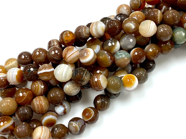 Natural Stripe Agate Gemstone Beads / Round Shape Beads / Healing Energy Stone Beads / 10mm 2 Strands Beads