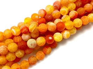 Natural Orange Matte Finish Agate Gemstone Beads / Round Shape Beads / Healing Energy Stone Beads / 10mm 2 Strands Beads