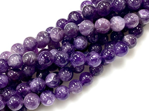 Natural Amethyst Gemstone Beads / Round Shape Beads / Healing Energy Stone Beads / 10mm 2 Strands Beads