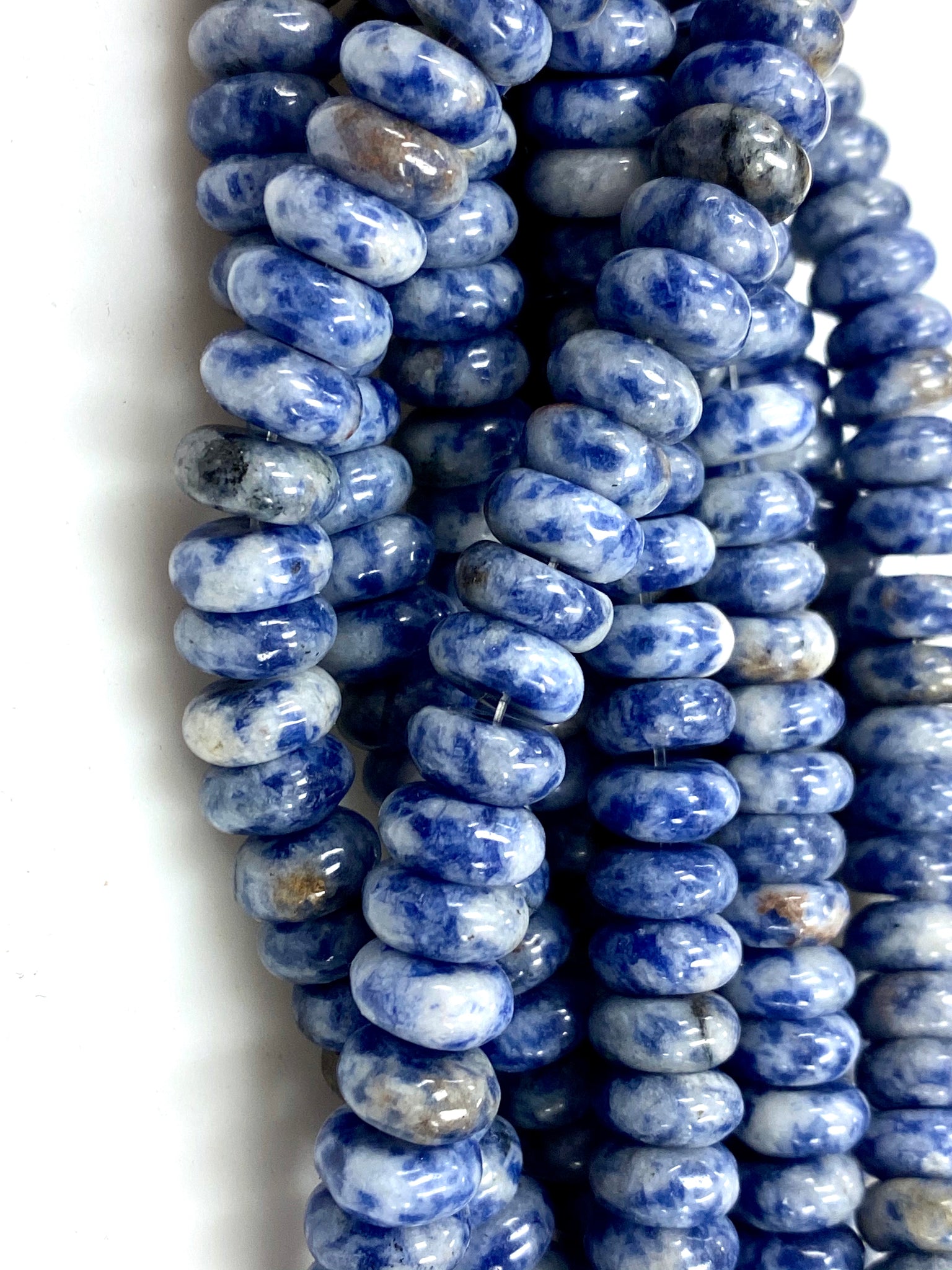 Natural Sodolite Gemstone Beads / Faceted Rondelle Shape Beads / Healing Energy Stone Beads / 10mm 2 Strand Gemstone Beads