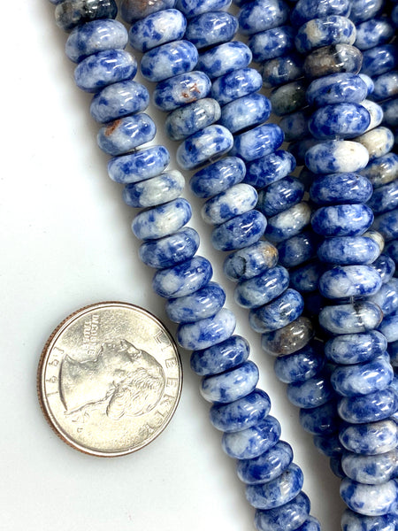 Natural Sodolite Gemstone Beads / Faceted Rondelle Shape Beads / Healing Energy Stone Beads / 10mm 2 Strand Gemstone Beads