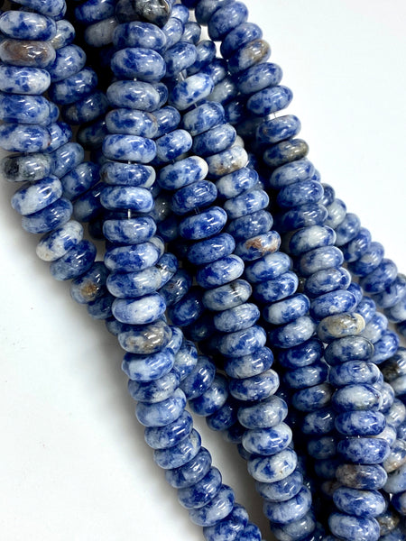 Natural Sodolite Gemstone Beads / Faceted Rondelle Shape Beads / Healing Energy Stone Beads / 10mm 2 Strand Gemstone Beads