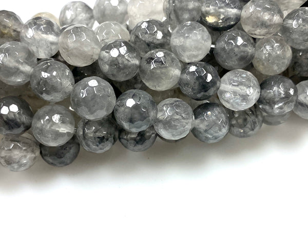 Natural Black Rutile Gemstone Beads / Faceted Round Shape Beads / Healing Energy Stone Beads / 10mm 2 Strands Beads