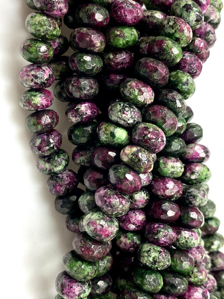 Natural Ruby Zoisite Gemstone Beads / Rondelle Shape Beads / Healing Energy Stone Beads / 10mm 2 Strands Beads