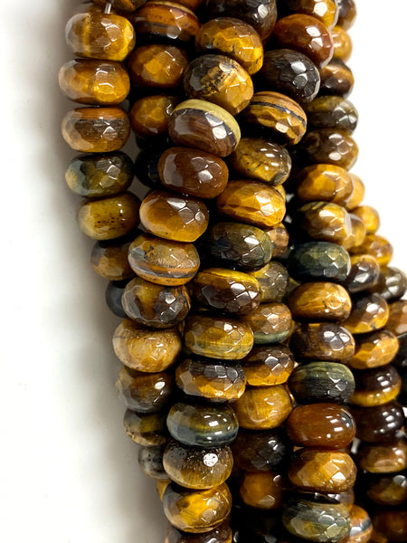 Natural Tiger Eye Gemstone Beads / Rondelle Shape Beads / Healing Energy Stone Beads / 10mm 2 Strands Beads