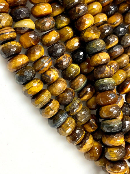 Natural Tiger Eye Gemstone Beads / Rondelle Shape Beads / Healing Energy Stone Beads / 10mm 2 Strands Beads