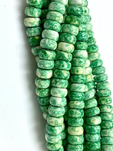 Natural Green Rain Jasper Gemstone Beads / Faceted Rondelle Shape Beads / Healing Energy Stone Beads / 10mm 2 Strands Beads