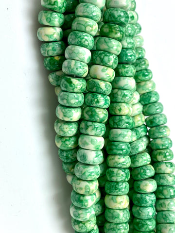 Natural Green Rain Jasper Gemstone Beads / Faceted Rondelle Shape Beads / Healing Energy Stone Beads / 10mm 2 Strands Beads