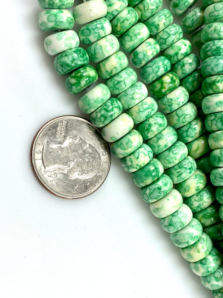 Natural Green Rain Jasper Gemstone Beads / Faceted Rondelle Shape Beads / Healing Energy Stone Beads / 10mm 2 Strands Beads