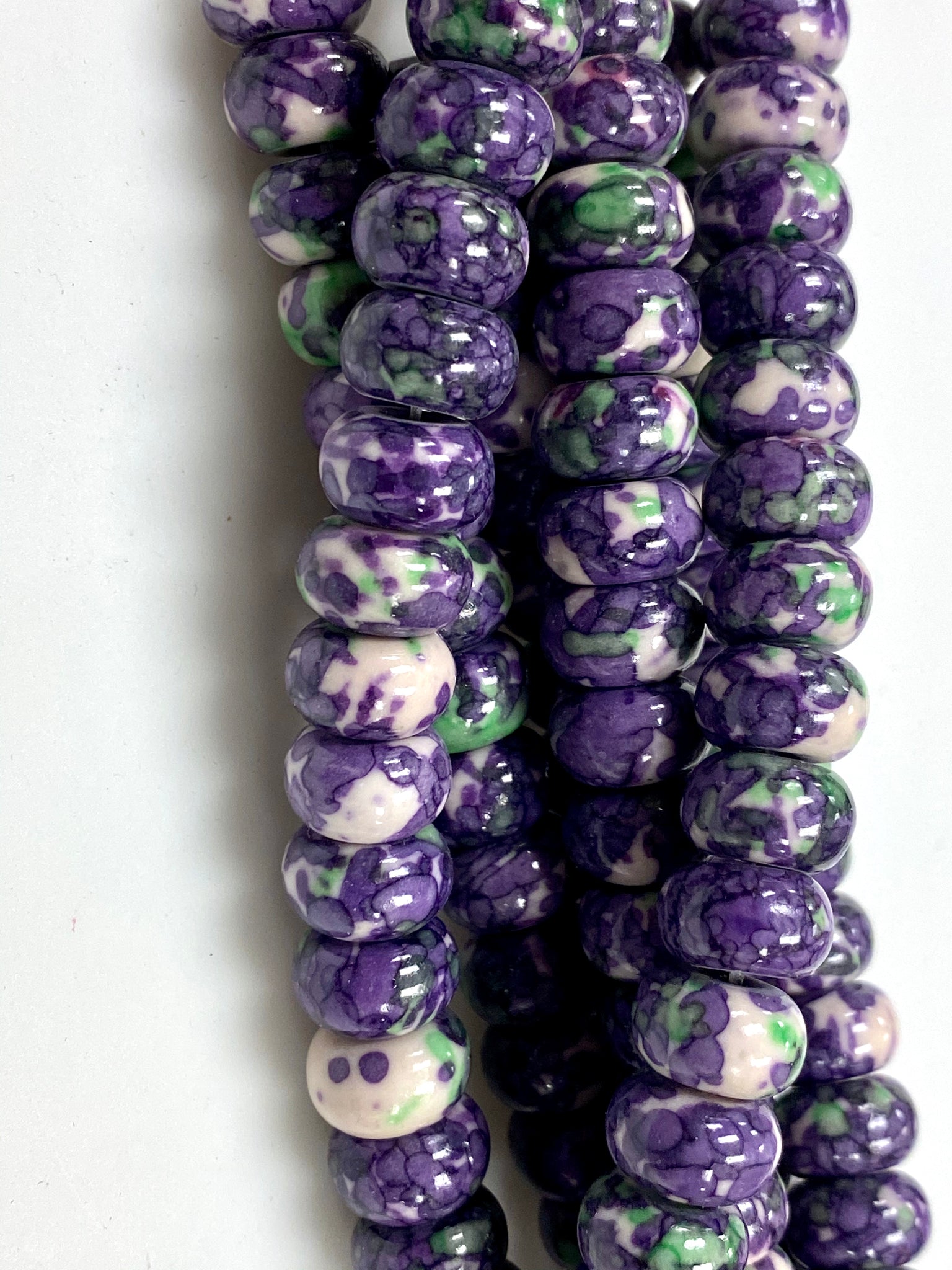 Natural Purple Rain Jasper Gemstone Beads / Rondelle Shape Beads / Healing Energy Stone Beads / 10mm 2 Strands Beads