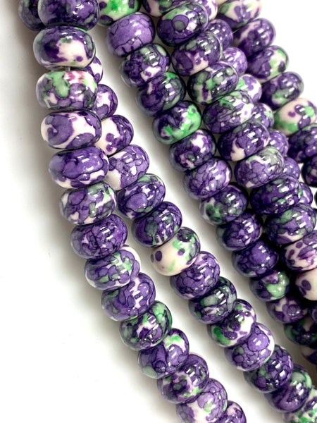 Natural Purple Rain Jasper Gemstone Beads / Rondelle Shape Beads / Healing Energy Stone Beads / 10mm 2 Strands Beads