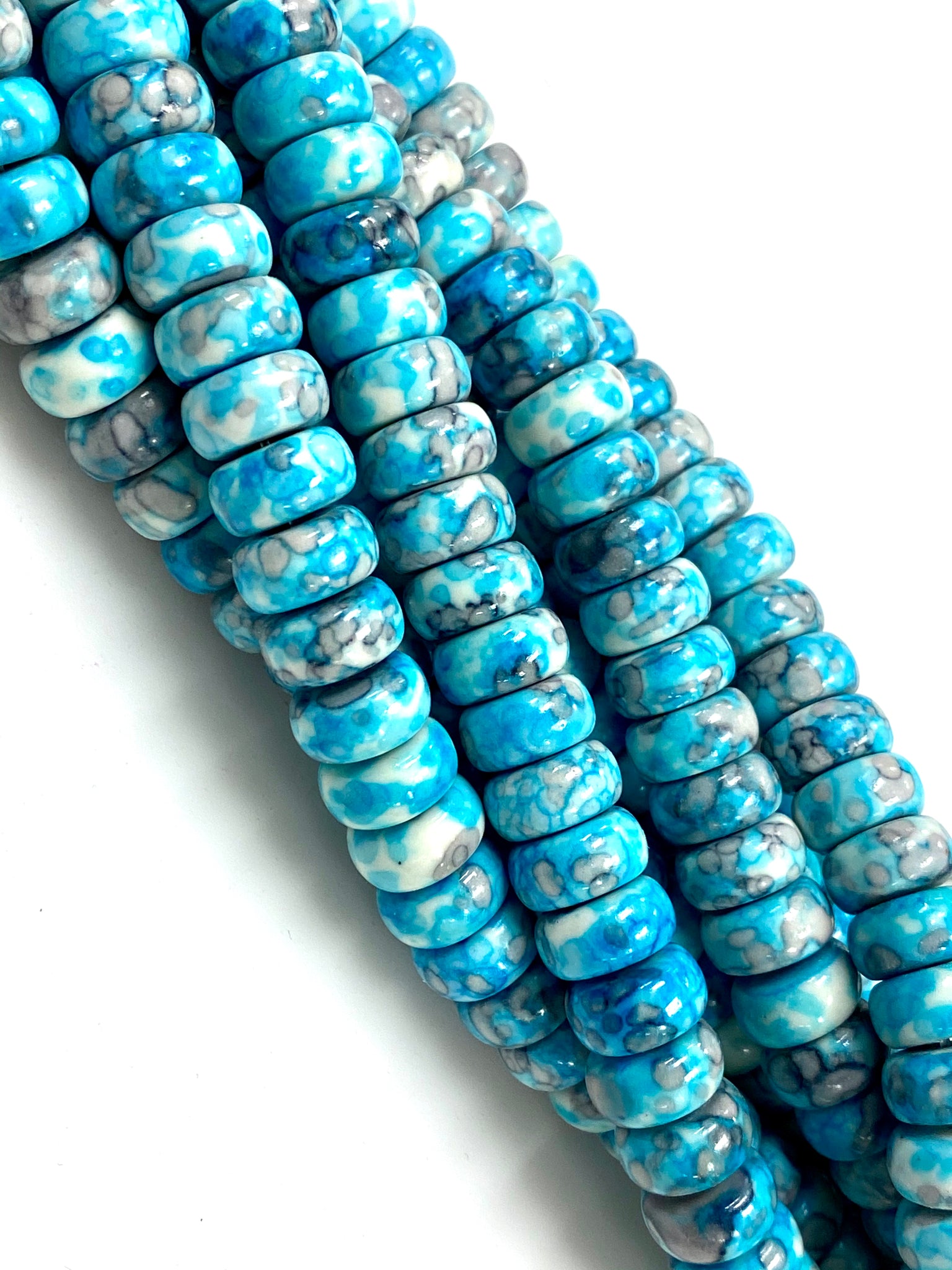 Natural Blue Rain Jasper Gemstone Beads / Rondelle Shape Beads / Healing Energy Stone Beads / 10mm 2 Strands Beads
