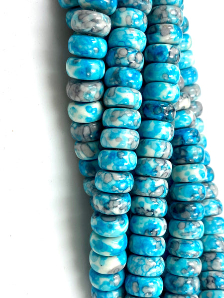 Natural Blue Rain Jasper Gemstone Beads / Rondelle Shape Beads / Healing Energy Stone Beads / 10mm 2 Strands Beads