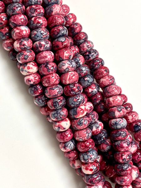 Natural Red Rain Jasper Gemstone Beads / Rondelle Shape Beads / Healing Energy Stone Beads / 10mm 2 Strands Beads