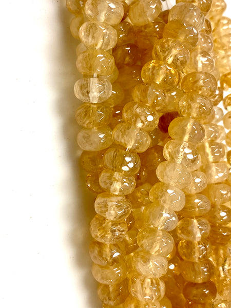 Natural Golden Rutile Gemstone Beads / Faceted Rondelle Shape Beads / Healing Energy Stone Beads / 10mm 2 Strands Beads