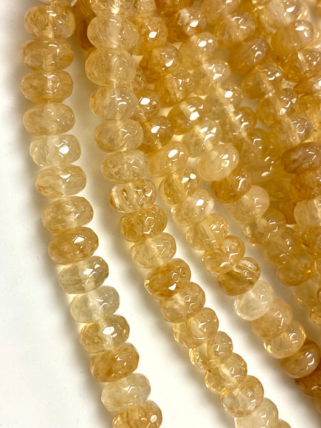 Natural Golden Rutile Gemstone Beads / Faceted Rondelle Shape Beads / Healing Energy Stone Beads / 10mm 2 Strands Beads