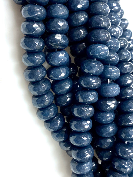 Natural Sapphire Jade Gemstone Beads / Rondelle Shape Beads / Healing Energy Stone Beads / 10mm 2 Strands Beads