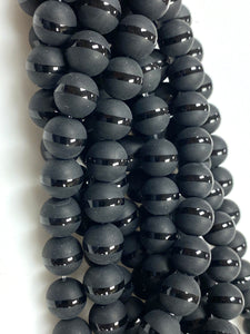 Natural Stripe Black Onyx Gemstone Beads / Faceted Round Shape Beads / Healing Energy Stone Beads / 10mm 2 Strands Beads